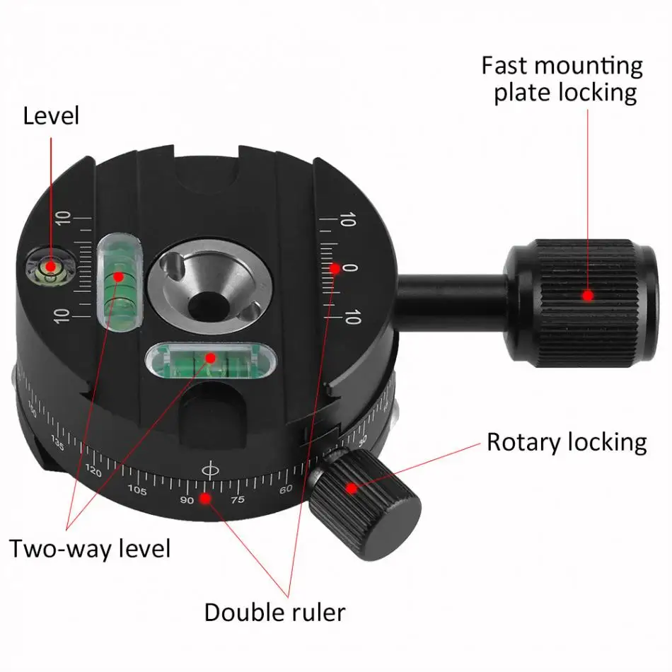 Lanbeika 360 градусов панорамный панорамирующая головка зажим быстрого крепления + градиометр для штатива DSLR Камера Совместимость с Arca