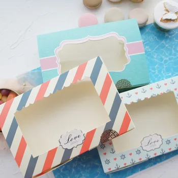 

30pcs 21.6*14.5*5cm love blue sea design Paper Box cookie Macaron Chocolate wedding Birthday Party Gifts Packaging