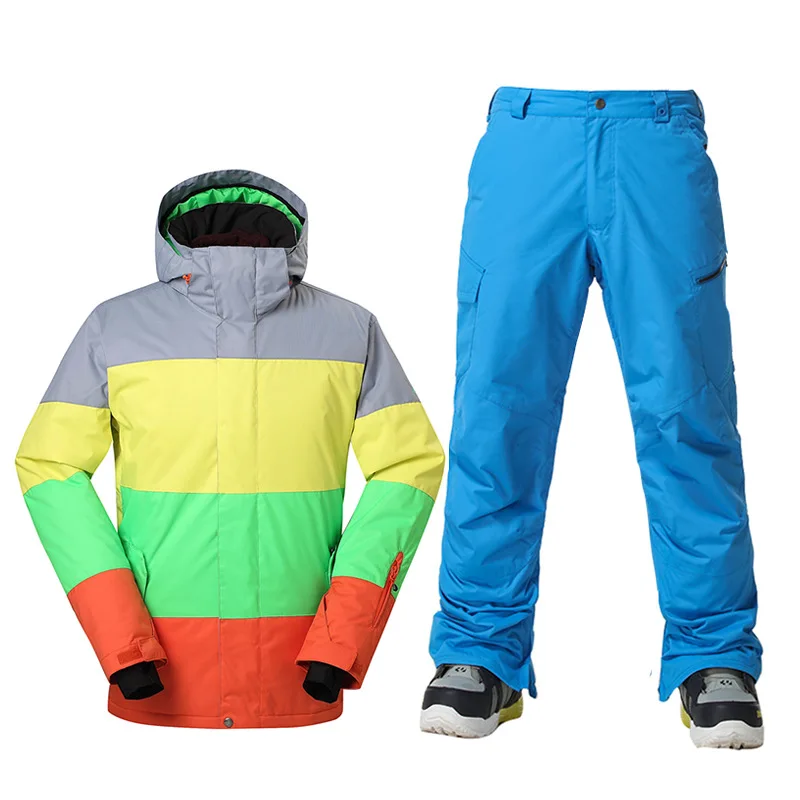 

GSOU SNOW Brand Winter Men Ski Suit Waterproof Snowboard Sets Outdoor Skiing Snowboarding Ski Jacket+Ski Pants Size S-XL
