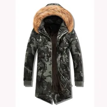Новинка, зимняя камуфляжная куртка с меховым воротником, Толстая Теплая Бархатная мужская хлопковая куртка, Азиатский Размер, удобное пальто с капюшоном MWM1892