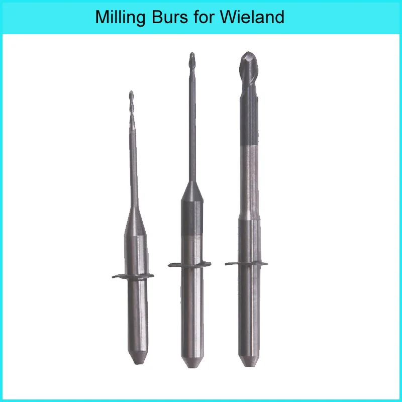 

3 pcs Wieland milling burs with DLC/DC Coating for milling Dental Zirconia Block Available Size 0.7mm, 1.0mm, 2.5mm