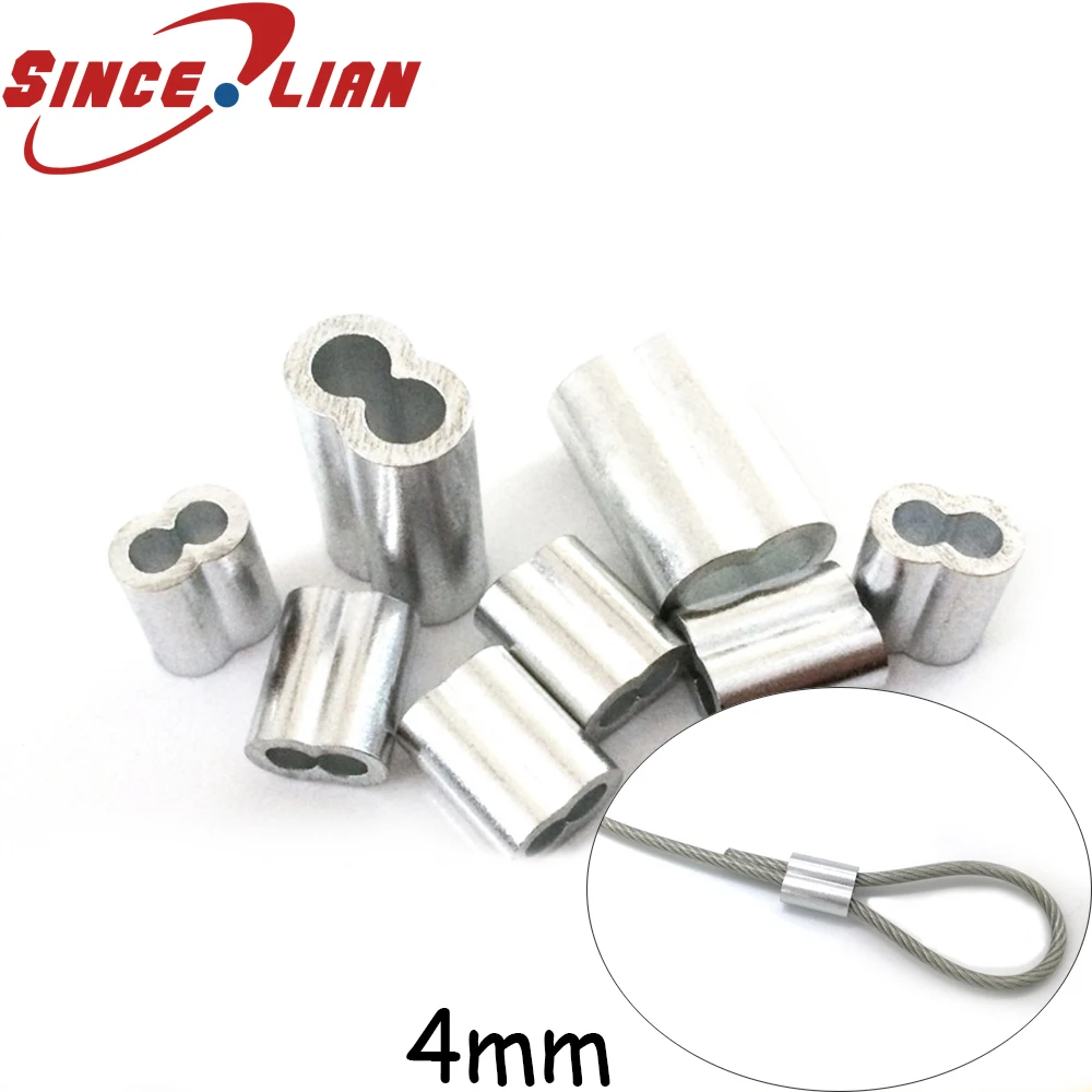 100pcs Thimble Rope Diameter 4mm M4 wire Crimp Sleeves Aluminium Double