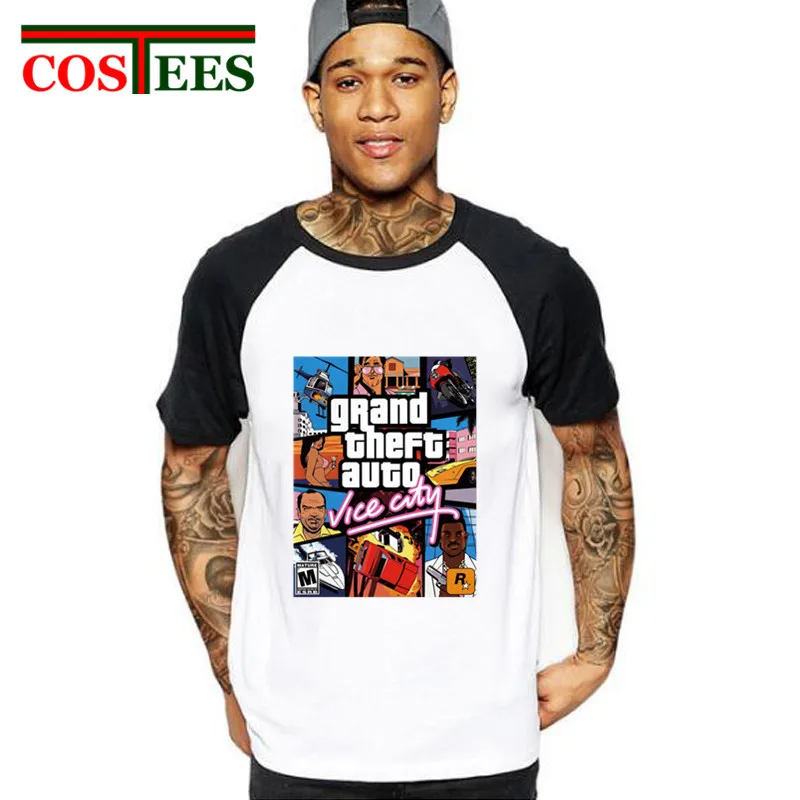 Дропшиппинг E packet Grand Theft Auto Vice City футболка GTA футболки игровые мужские большой
