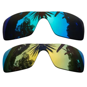 

(Ice Blue Mirrored+24K Gold Mirrored Coating)2-Pieces Polarized Replacement Lenses for Batwolf Frame 100% UVA & UVB Protection