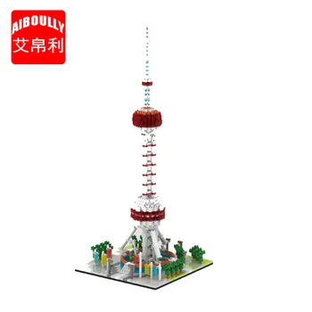 

AIBOULLY 063 World Famous Architecture SH Oriental Pearl TV Tower 3D Model Mini Diamond Building Blocks Toy for Chindren
