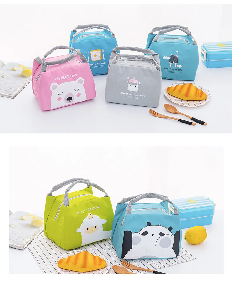 New Cute Animals Waterproof Lunch Bag Women Girls Student Lunch Box Thermo Bag Office School Picnic Cooler Bag Lancheira Termica