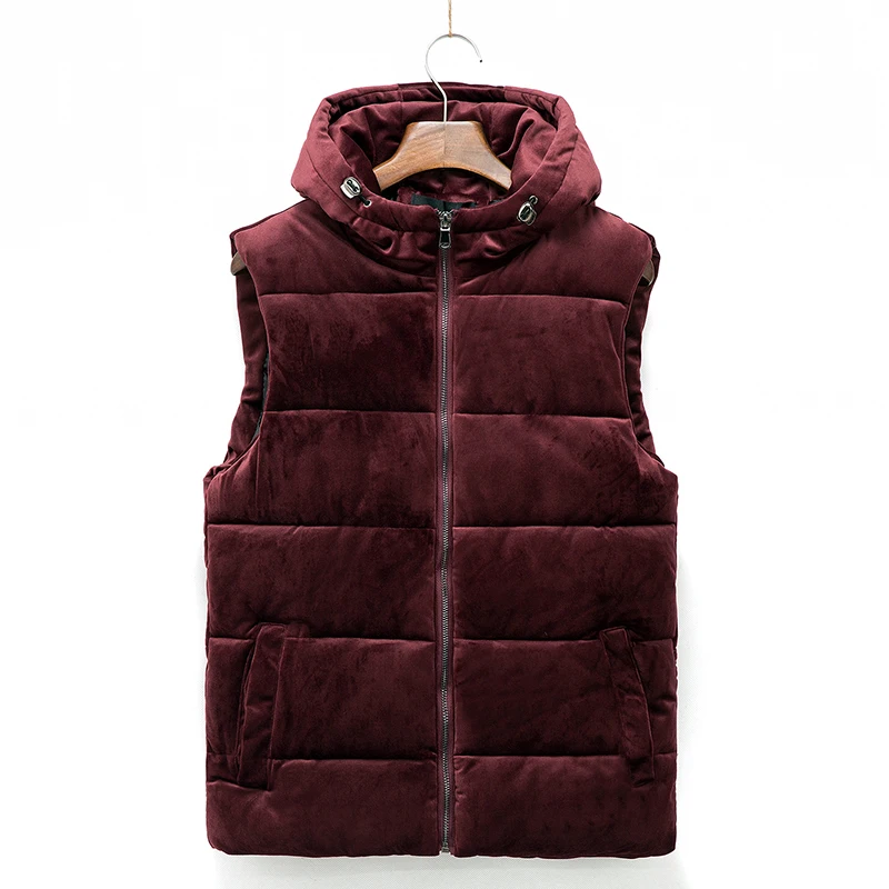 MIXCUBIC 2017 winter Europen style Corduroy hooded padded Vest men