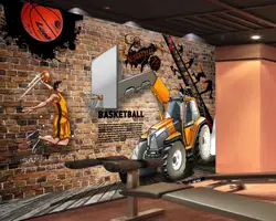 Бесплатная доставка Ретро баскетбольный стадион фоне стены Stadium Custom 3D украшение Фреска творческих тренажерный зал баскетбол обои