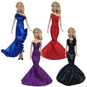 

NK 2020 Newest Doll Wedding Dress Beautiful Fashion Show Star Dress Long Tail Skirt Fish Tai Dress For Barbie Noble Doll JJ