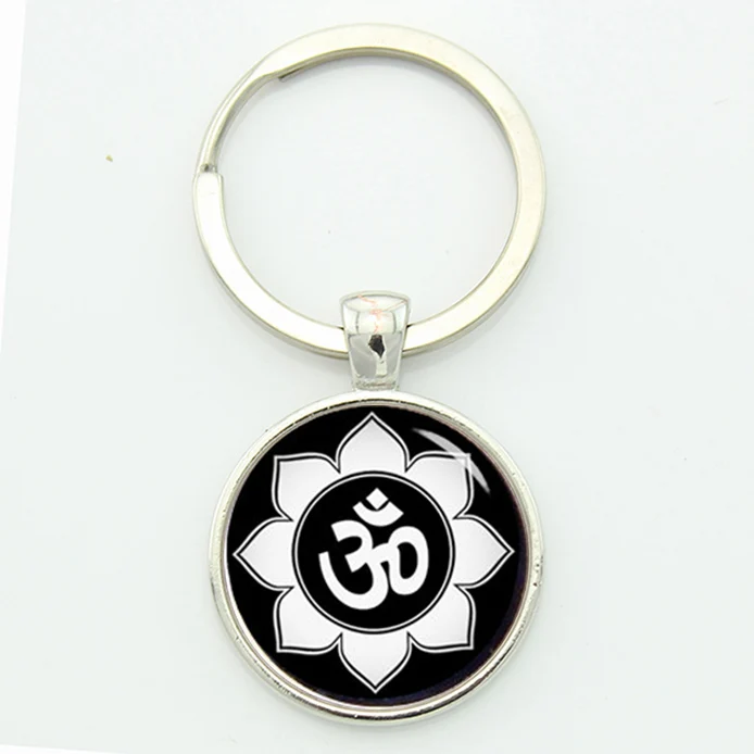 Брелок для ключей JWEIJIAO Om Ohm Aum Namaste очаровательный черный и белый брелок с