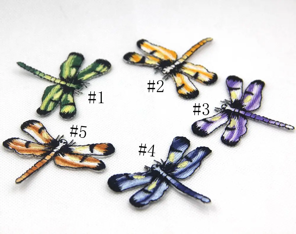 P147 10PCS Colorful Mixed Dragonfly Embroidered Patches Iron on Fabric ...