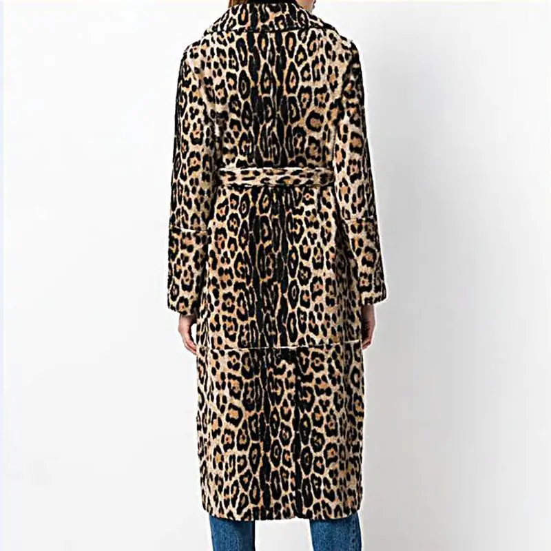 Nouveau Fluffy Imprimé Shown Fausse Chaud X1 À D'hiver Survêtement Manches Femmes Manteau Fourrure Manteaux Lâche 2018 As Turn Léopard down Longues Col Long dW8EnAd