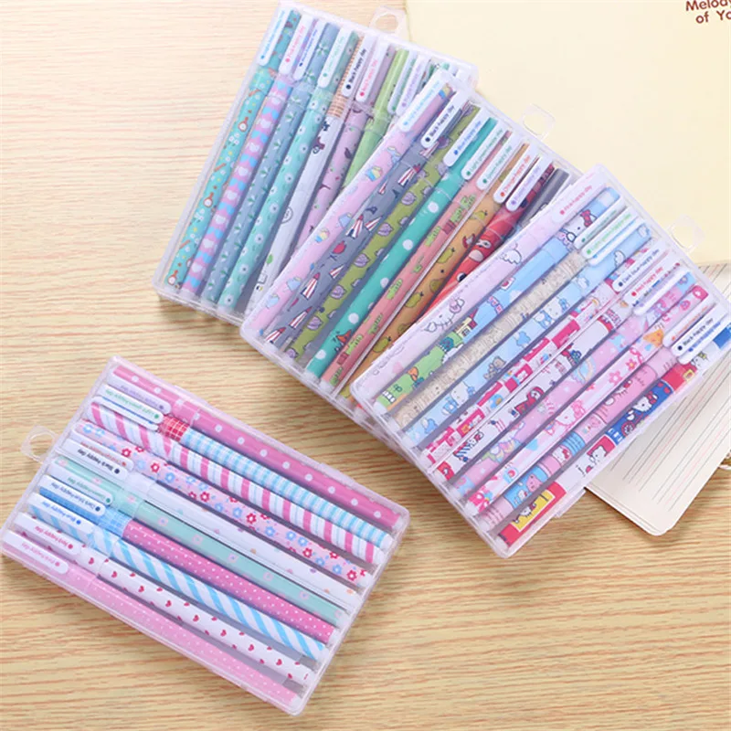 

10Pcs/Set Fashion Flower Anime Creative Ink Gel Pen Stationery Store Kawaii Roller Ball Kawai School Tool Cute Thing Item Shop