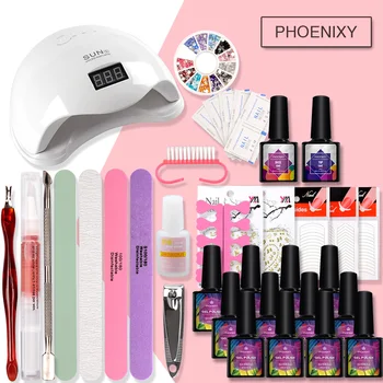 

Manicure Set 48W LED Lamp Nail Gel Polish Polygel Quick Nail Builder Set For Nail Extension Kit Gel Varnish Tools Manicure Set