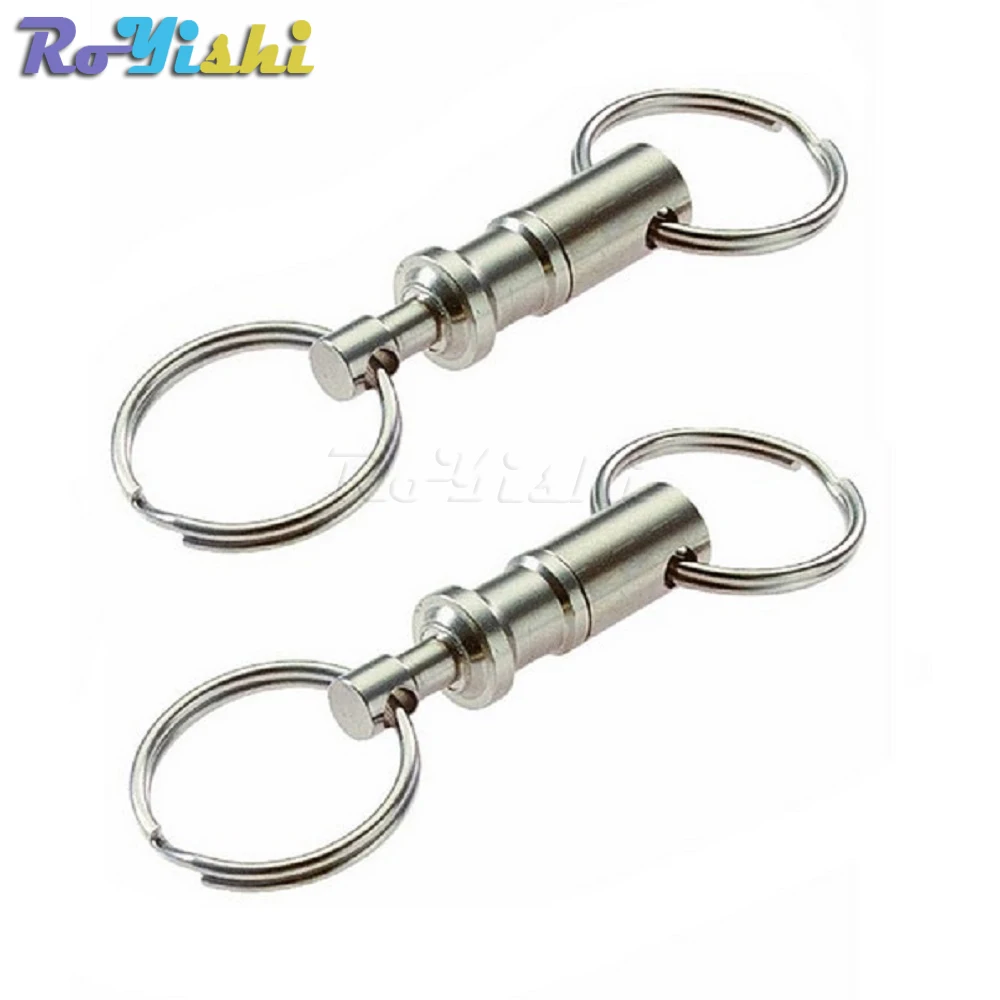 Съемное кольцо для ключей, быстросъемный брелок, двойное съемное кольцо для ключей, защелкивающийся замок, держатель, стальной выдвижной брелок для ключей