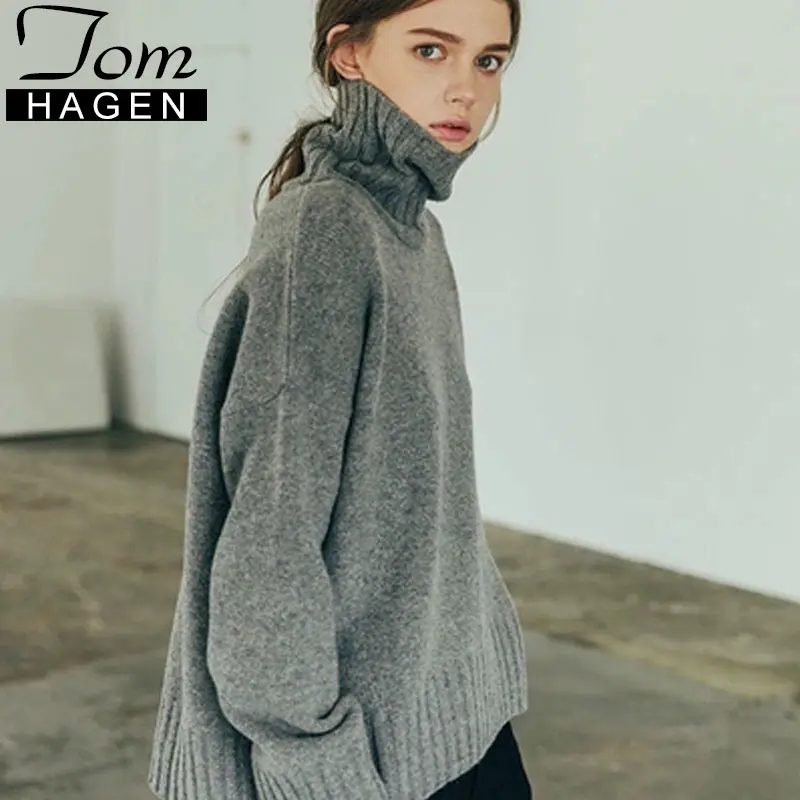 Winter Turtleneck Women Sweater 2018 Loose Knitted Pullovers Jumper Women Long Sleeve Oversized Sweater Female Pull Femme Hiver