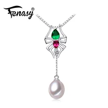 FENASY подвесной жемчужный кулон рубиновые серьги ювелирные изделия из жемчуга для женщин 925 Стерлинговое серебро панк-Кулон Шарм Длинный Богемия паук кулон
