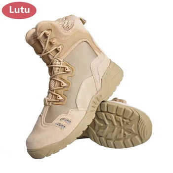 

LUTU Outdoor Men Hiking Shoes Waterproof Breathable Tactical Combat Army Boots Desert Training Sneakers Anti-Slip Trekking Shoes