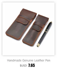 Moterm Handmade Genuine Leather Zipper Pen Pencil Bag Vintage Retro Style Creative School Stationary Accessories Free shipping