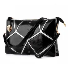 Ladies Elegant PU Shoulder Bag Classic Geometric Patchwork Clutch Bag Contrast Color Women Designer Ladylike Envelope