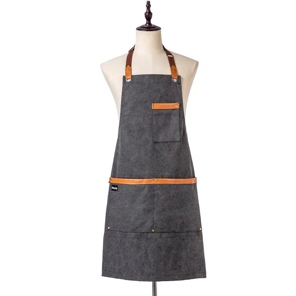 

2019 New Large Size Cooking Canvas Kitchen Apron For Men Chef Cafe Shop BBQ Aprons Custom Logo Baking Restaurant Pinafore bib