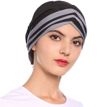 Babalet Women’s Elegant Soft Color Block Muslim Islamic Turban Cap Headscarf Chemo Cancer Hair Loss Beanie Indian Cap Nightcap