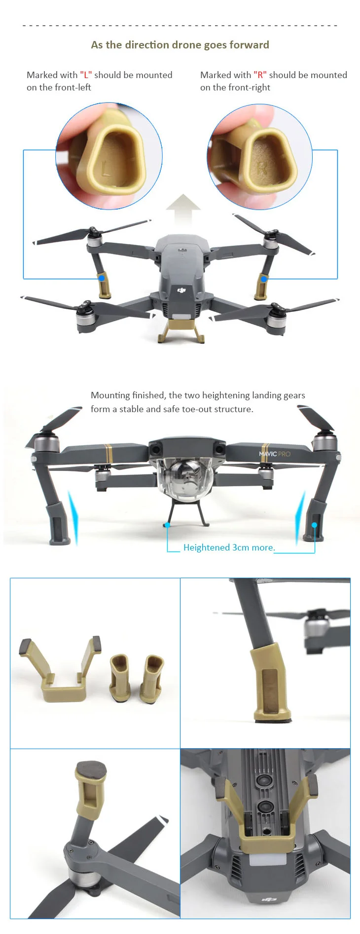 SunnyLife Mavic Pro посадка с высоты шестерни удлиненная расширенная поддержка ноги Проставка комплект стояк Набор стабилизаторов