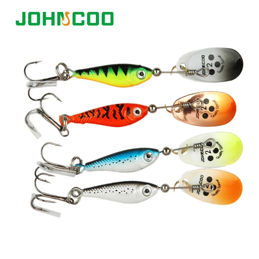 

JOHNCOO 4pcs Spinner Bait Longcast Fishing Lure 11g 15g 20g Artificial Metal Spinner Spoon With Treble Hook