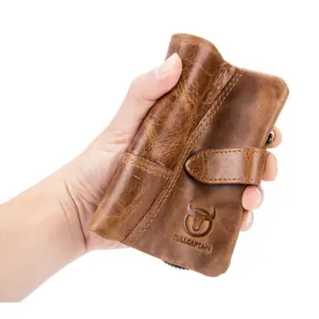 

100% Genuine Leather Men Wallet Brand Wallet Zipper&Hasp Design Small Wallet Male High Quality Short Card Holder Coin Purse
