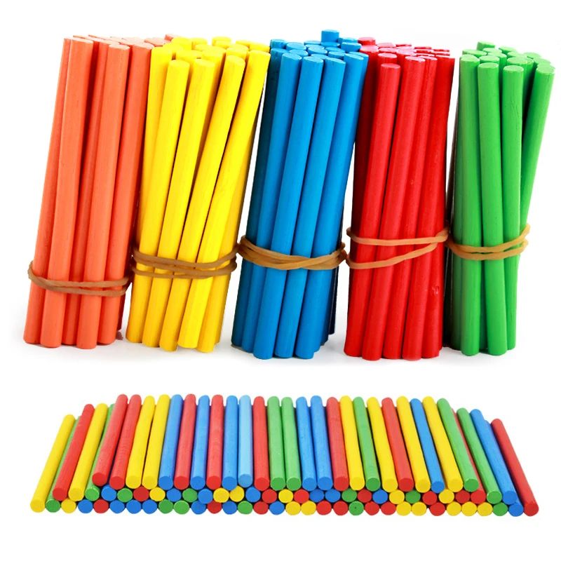 100pcs Colorful Bamboo Counting Sticks Mathematics Montessori Teaching Aids Counting Rod Kids