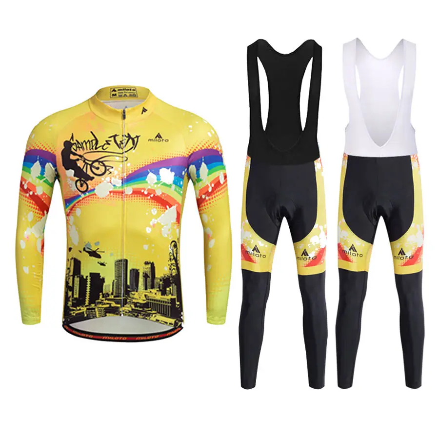 Spring Long Sleeve Mens Cycling Bib Kits Bike Jerseys & Racing Bike Bib