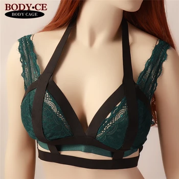 

BODY CAGE 10Pcs Pentagram Harness Bra Sexy Bondage harness Black Elastic Strap Tops Cage Chest Lingerie Goth Garter