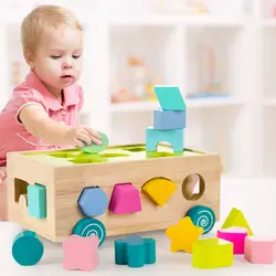 Детские игрушки деревянные игрушки 17 отверстий блоки автомобиля формы соответствующие цвета познания Детские Ранние развивающие игрушки
