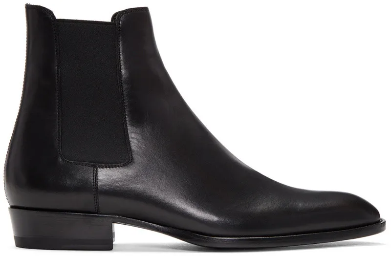 Qianruiti/осенне-зимние мужские ботинки «Челси» из черной замши на низком каблуке в британском винтажном стиле; уличные ботинки в западном стиле; мужская обувь - Цвет: split leather