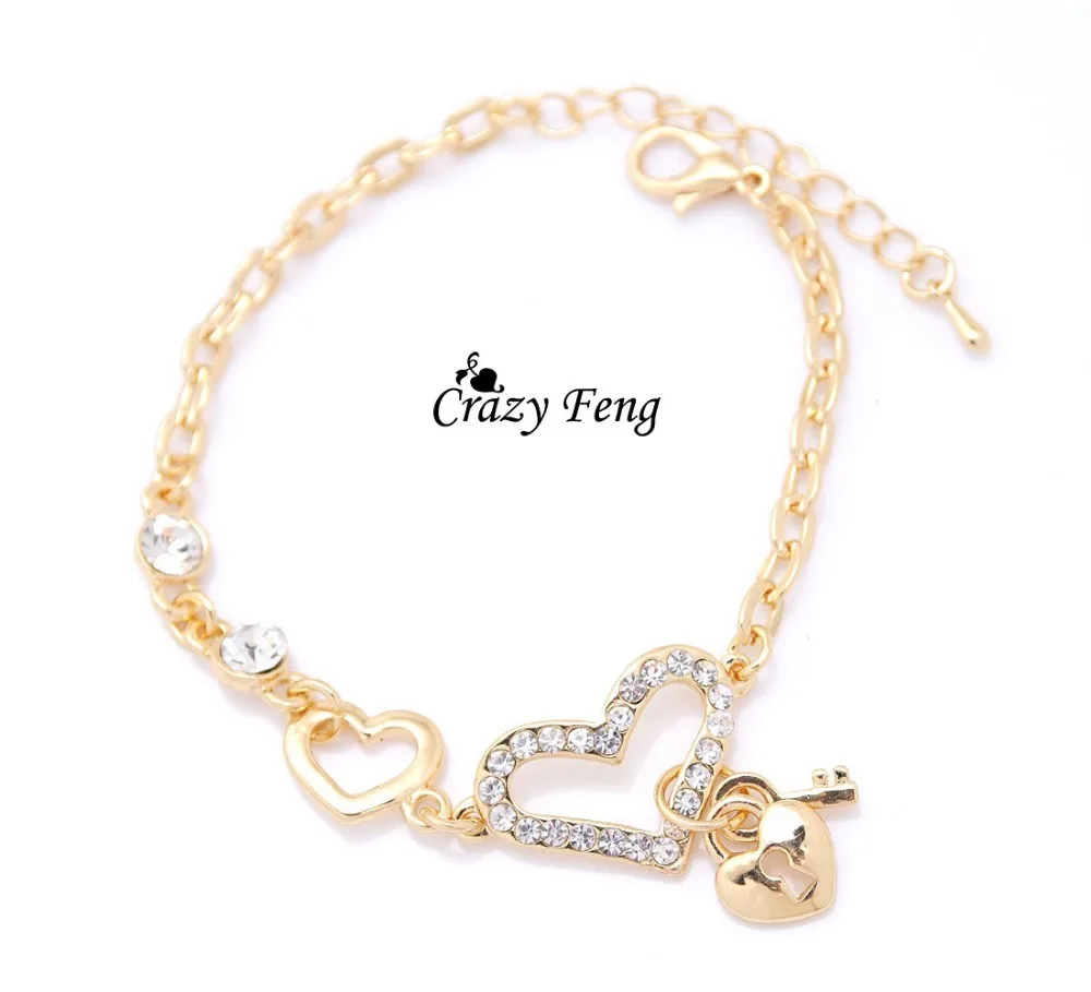Женский браслет цепочка золотого цвета с кристаллами|crystal bracelets bangles|bracelet crystalcrystal