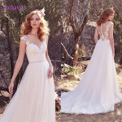 Свадебные Dress2019 Новое поступление след De Noiva Плюс Размеры бретельках шифоновые Свадебные платья халат де mariée