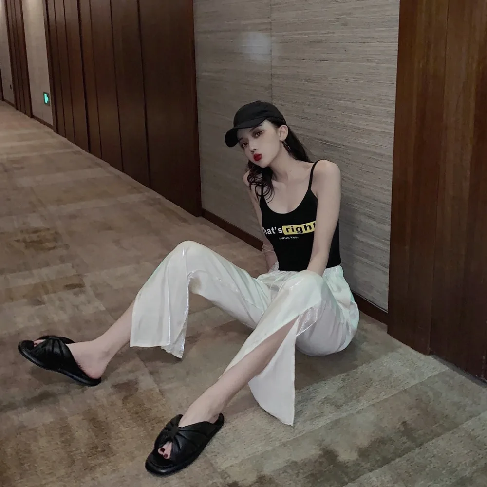 Ins высокая Талия Висячие широкие ноги брюки женские летние новые корейские ulzzang модные тонкие секции Harajuku Свободные прямые повседневные брюки