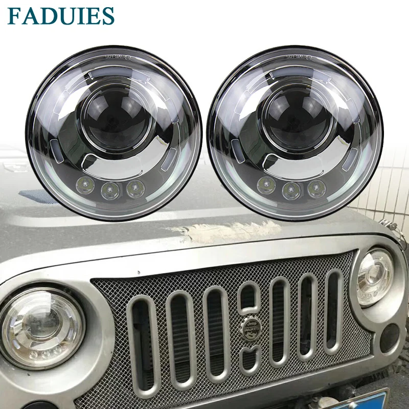 FADUIES 7 Inch Round HLow Beam LED Headlight For Lada 4x4 urban Niva For Jeep Wngler Hummer Land rover defender (12)