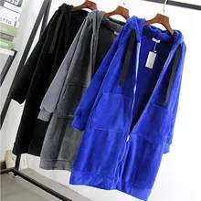 Новые черные офисные уличная Длинные рукава одноцветное пальто с капюшоном бархат осень зима для женщин пальто для будущих мам верхняя