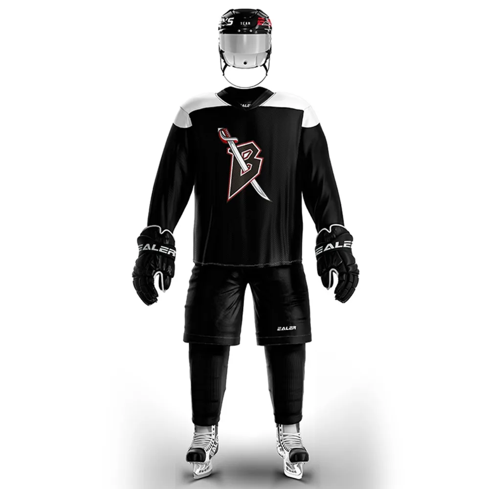 

COLDOUTDOOR Free Shipping Vintage Ice Hockey Training Jerseys Set Print Sabre Logo Spot Cheap high quality H6100-8