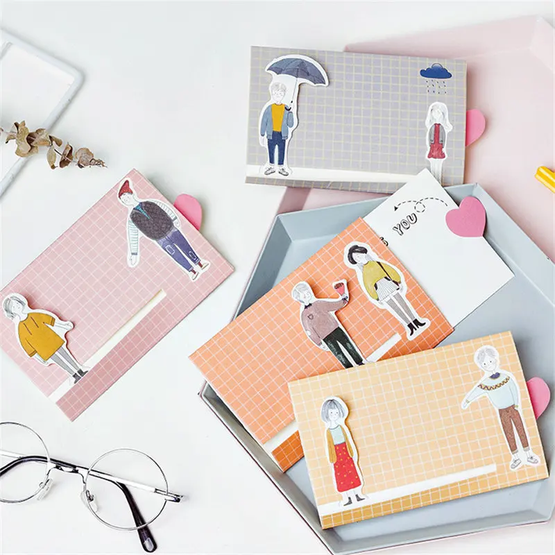 

Coloffice 4PCs/Set Close To Your Series Memo Pad Creative Small Fresh Confession Gift Decoration Message Card Student Stationery