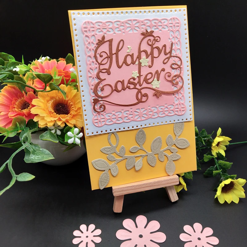 

happy easter Metal Cutting Dies Scrapbooking paper Decoration Embossing Paper Card Craft 78*98 mm