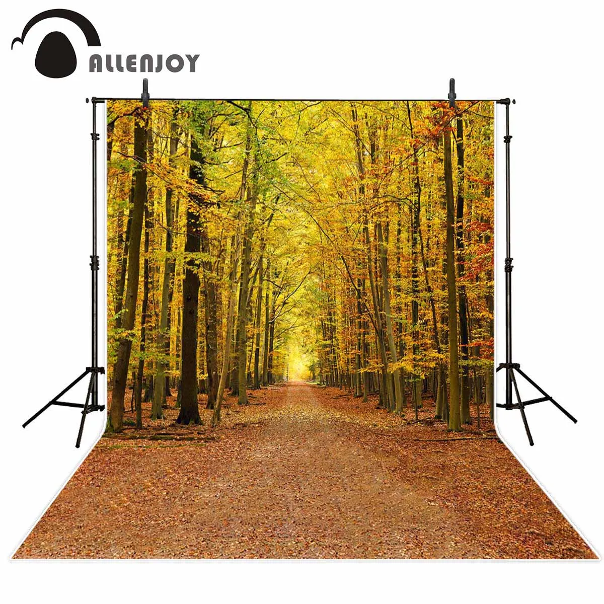 Allenjoy фоны для фотостудии Увядшие желтый опавшие листья осень путь лес фон пейзаж photocall
