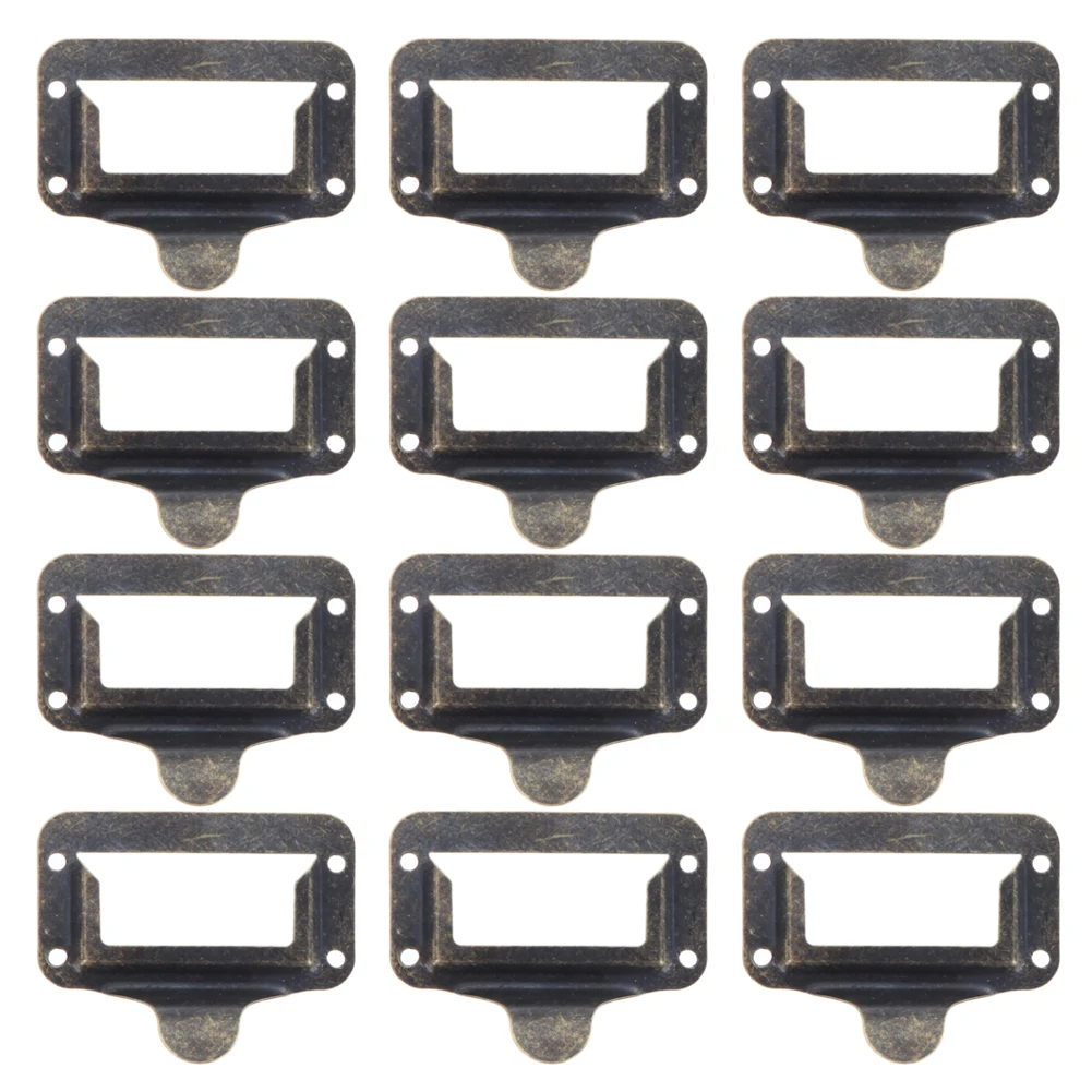 

12 PCS Antique Bronze Label Tag Pull Frame Handle Name Card Holder for Furniture Cabinet Dorpshipping
