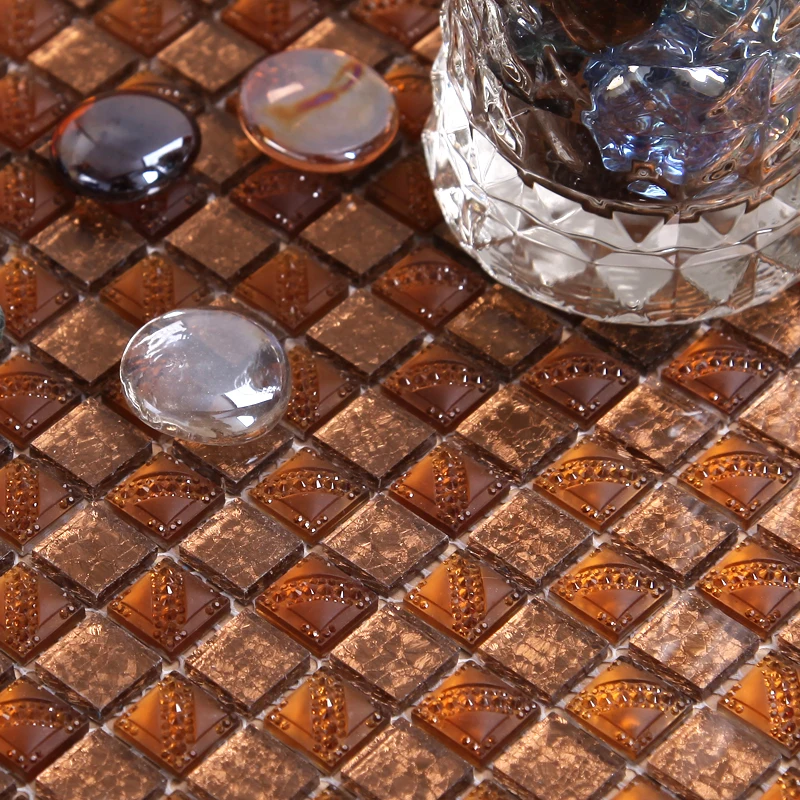 Hot Yi Ding mirror glass mosaic tile checkerboard backdrop + tea foil interior resin 1.5 |