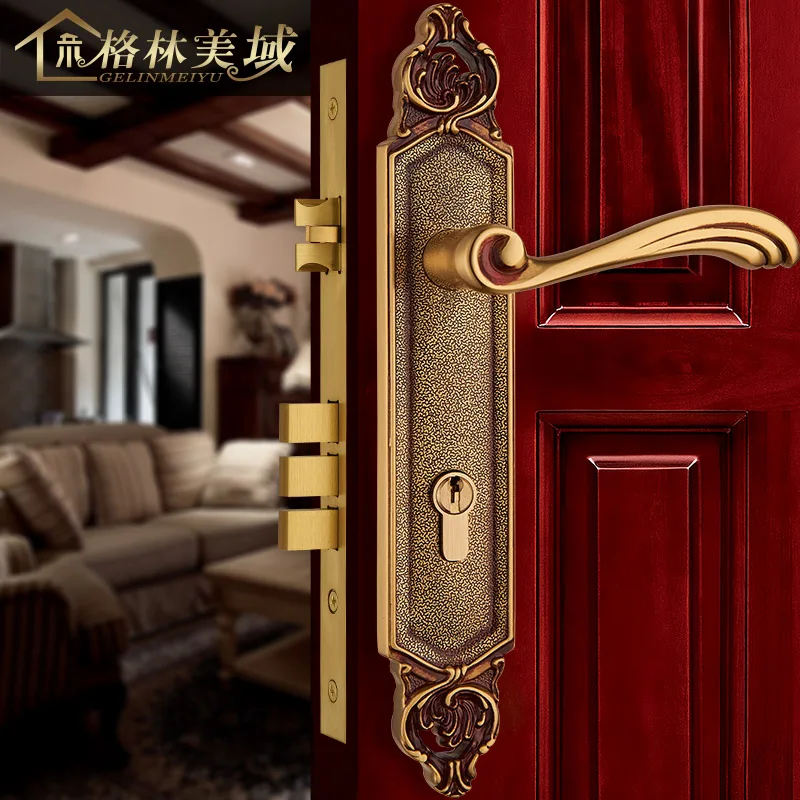European-style copper door locks American full copper villa door lock interior bedroom door lock European-style copper door locks American full copper villa door lock interior bedroom door lock