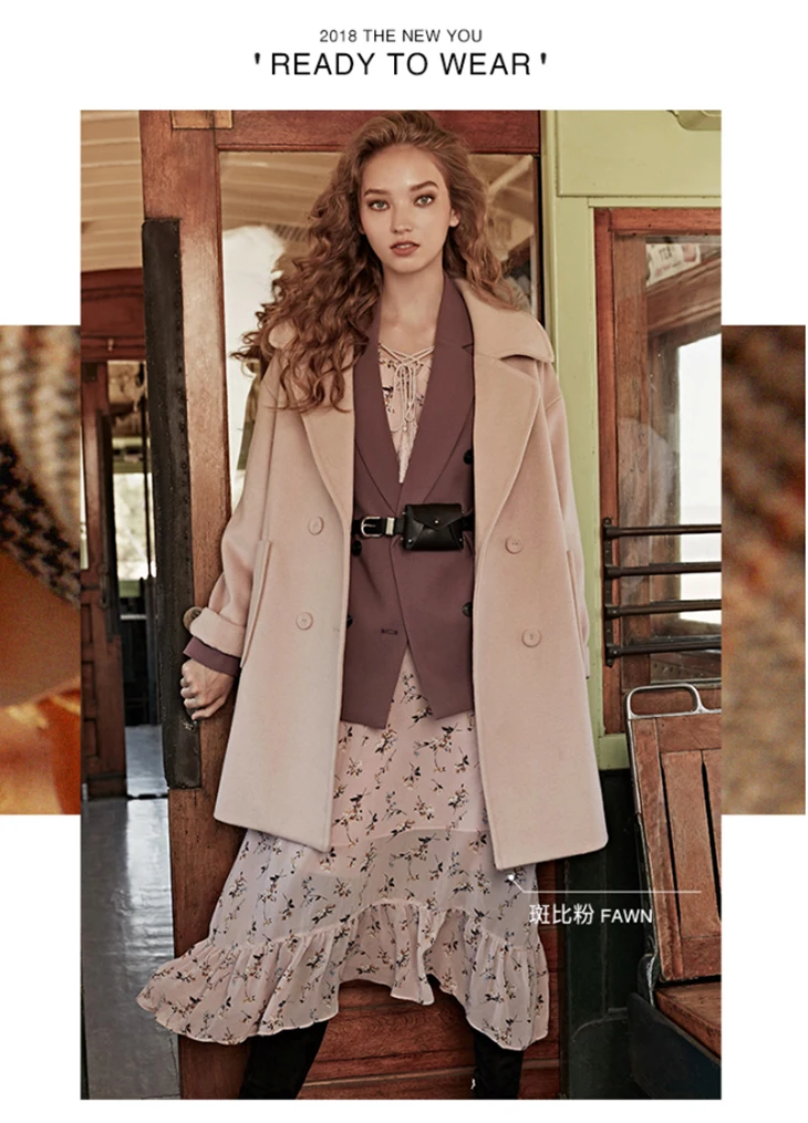 Только женское зимнее новое длинное пальто с шерстью двубортное шерстяное пальто простое и универсальное двубортное пальто женское| 11836T512