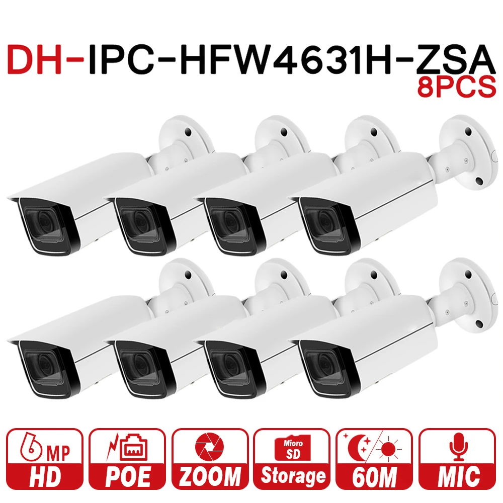 

DH IPC-HFW4631H-ZSA 8Pcs/lot 6MP CCTV Bullet Camera 2.7-13.5mm VF Lens POE built-in MIC Support Micro SD Card Slot Max 128G