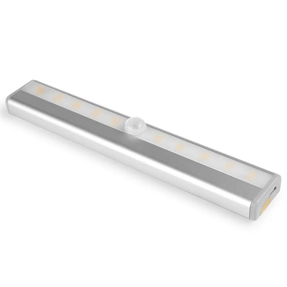 

10 LED 0.8W PIR Infrared Motion Detector Wireless Sensor Lighting Closet Decor light USB Recharging Lamp Cabinet Wardrobe Light