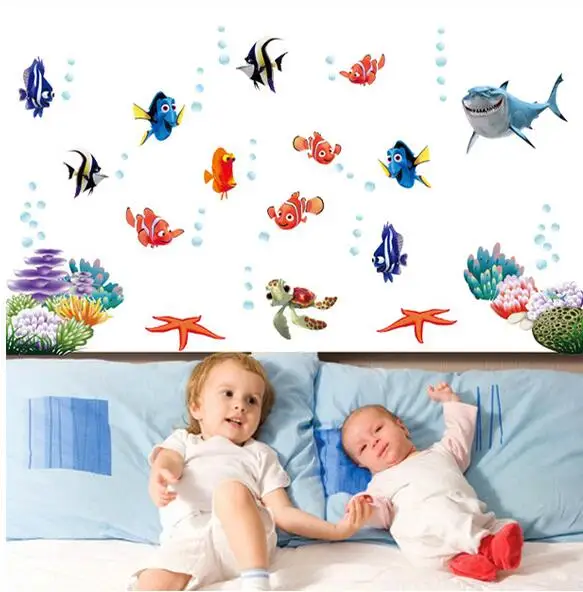 nemo fish cartoon wall sticker for shower tile stickers in the bathroom for children kids baby on bath AY617